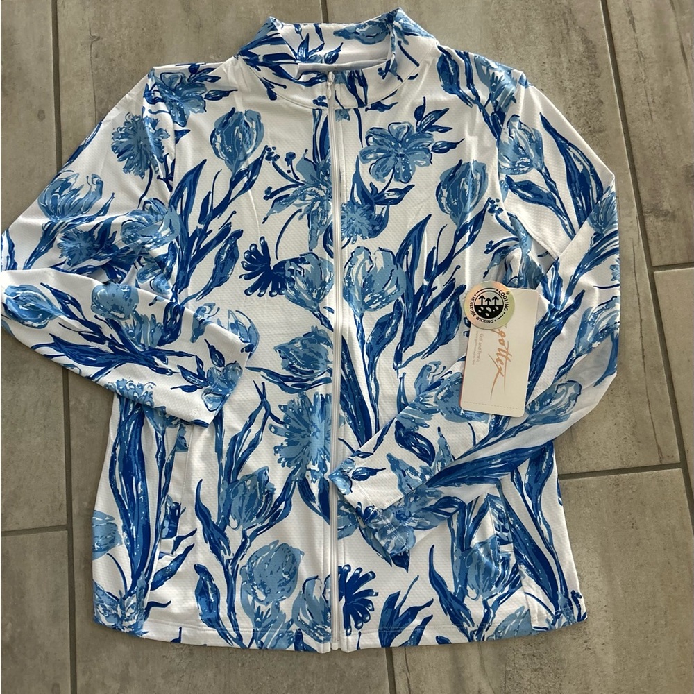 NWT Ladies GOTTEX Blue Tulip Golf/Tennis Shirt-Size Extra Large